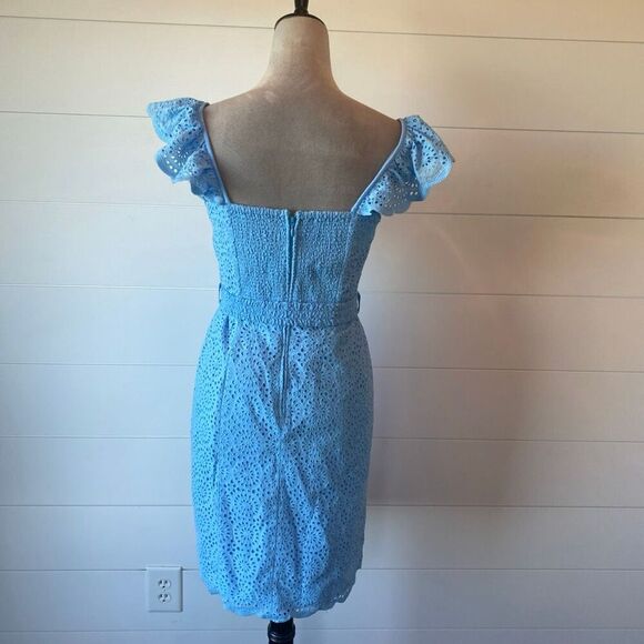 LILLY PULITZER Size 2 Ryann Belted Eyelet Sheath Dress Frenchie Blue $258 - Picture 8 of 13